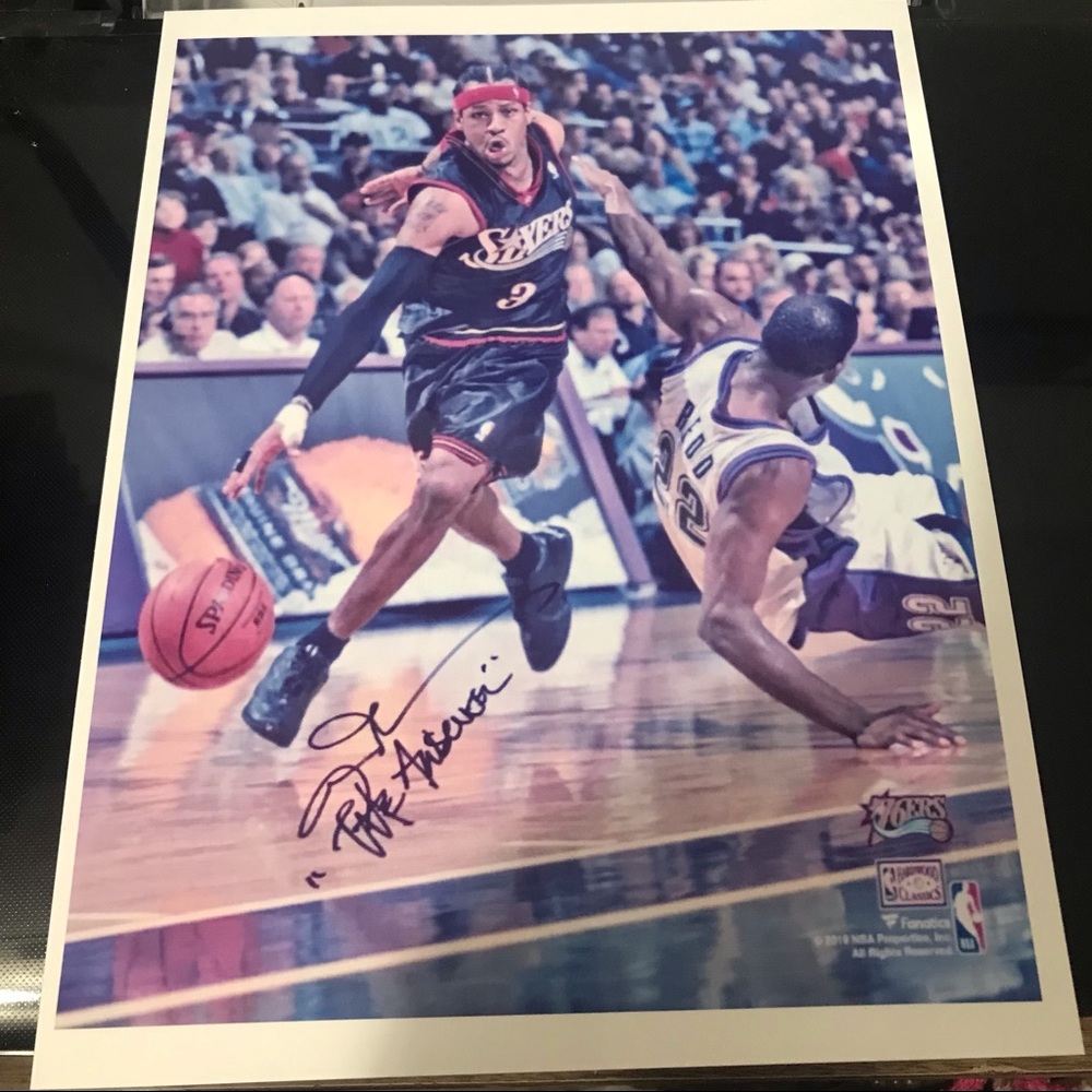 A.IVERSON SIGNATURE 8.5x11 SIXERS REPRINT BASKETBALL WALL/LOCKER GLOSSY POSTER
